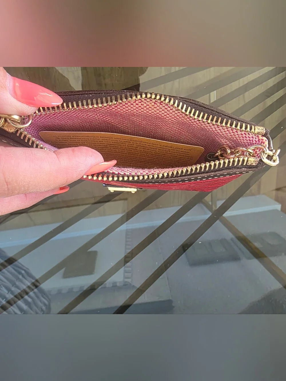 Dooney & Bourke Red Croc-Embossed Wristlet with Gold Hardware